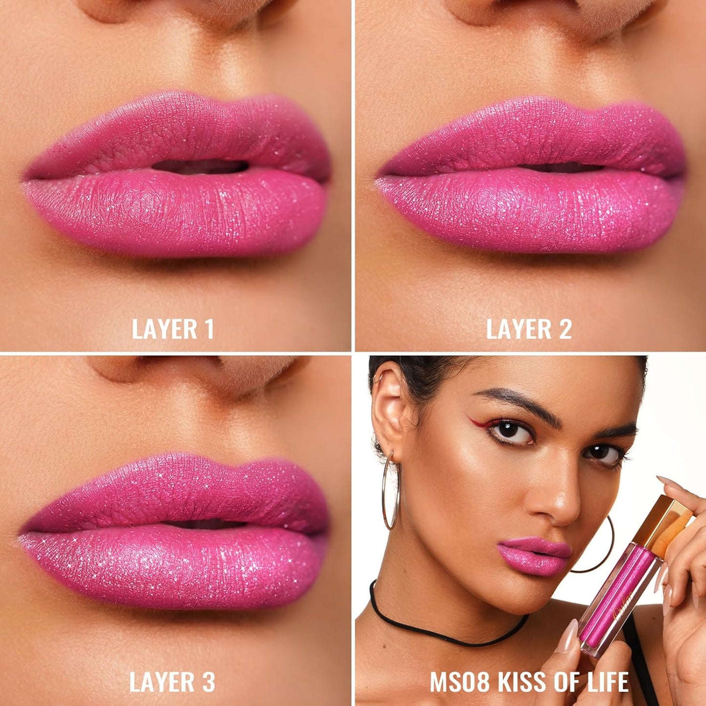 Oulac Pink Matte Liquid Lipstick for Women, Long Lasting Lipstick Waterproof Lip Stain, No Transfer, Creamy High Pigmented Formula with Rose Oil, Vegan & Cruelty-Free MS08