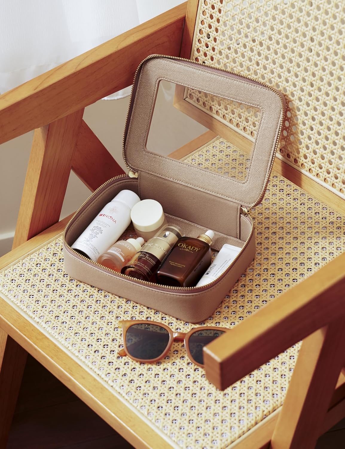 Popvibe Clear Makeup Bag Travel Cosmetic Case Transparent Toiletry Bag with Zipper, Portable Make Up Organizer Traveling Compact Car Bag for Essentials