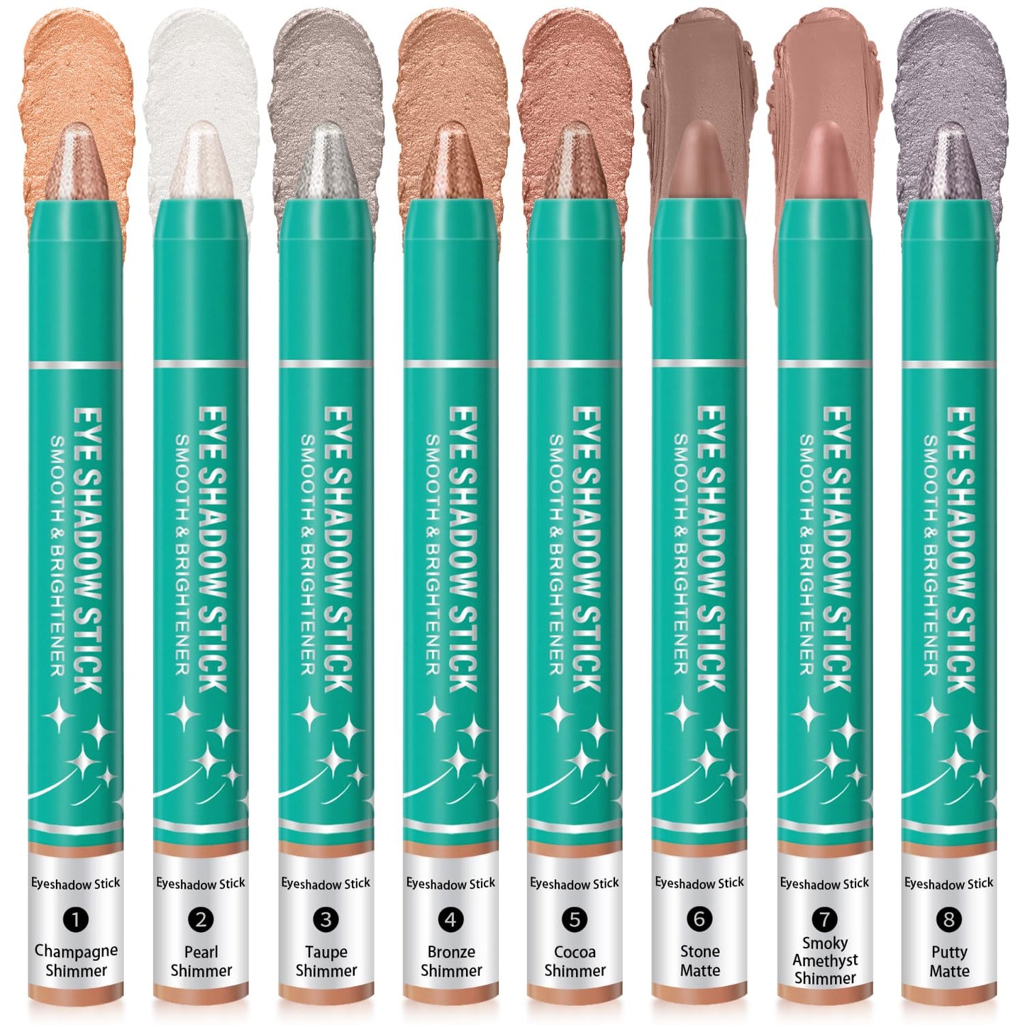 8Pcs Eyeshadow Stick, Eye Brightener Stick, Shimmer Creamy Eye Shadow Makeup, Waterproof Long Lasting Glitter Highlighter Eye Liner Pencil (SET A)