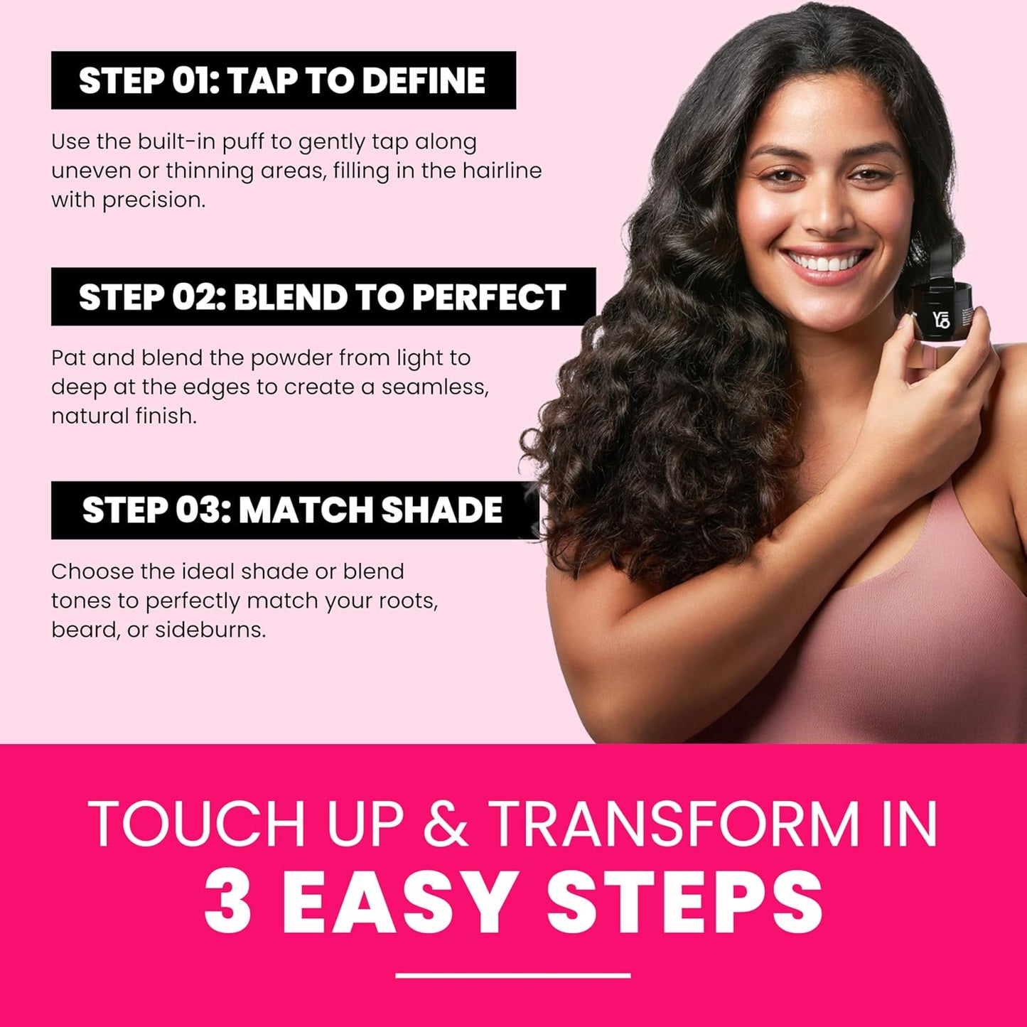 VELO Hairline Powder–BROWN Hair Root Touch Up Powder for Women & Men–Instantly Covers Gray Hair, Thinning Hair & Bald Spots–Sweatproof Root Cover Up–Puff & Mirror Compact, 13 Shades