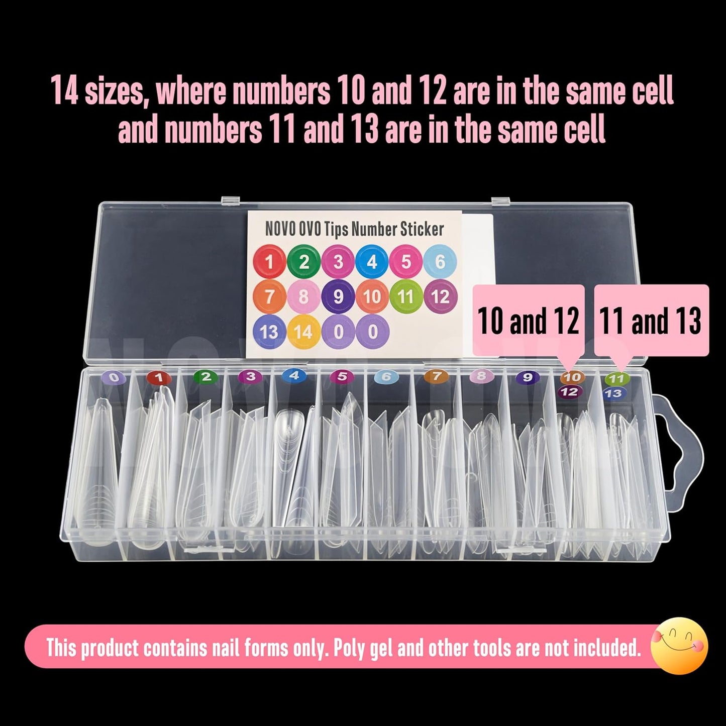 XXL XXXL Russian Almond/Coffin Nail Dual Forms for PolyGel Extension, NOT NAIL TIPS, Suitable for Harder/Builder/Poly Gel, Reusable Soft Gel Full Cover Molds 70 Pcs x 14 sizes