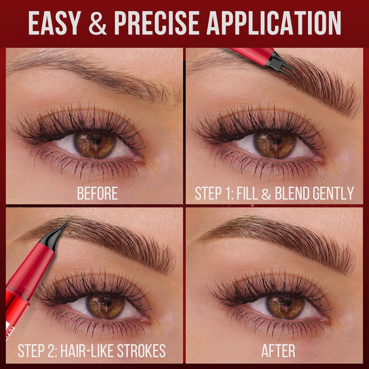 Vevivia Eyebrow Pencils for Women - Eyebrow Pen with Dual-Brush-Tip & Curved Tip for Natural Fuller-Looking Brows, Precise Hair-Like Strokes for All Brow Types, Last All-Day Brow Makeup, Blonde