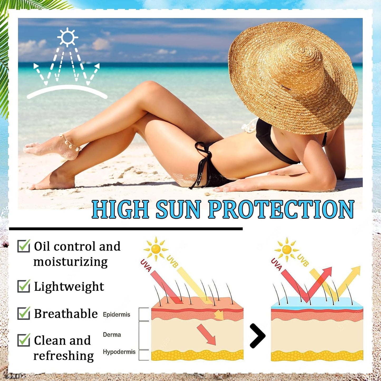 Mineral Face Sunscreen Setting Powder,Lasting Oil Control Lightweight Powder Sunscreen with SPF50+,Loose Waterproof Brush on Sun Screen Makeup for All Skin Types