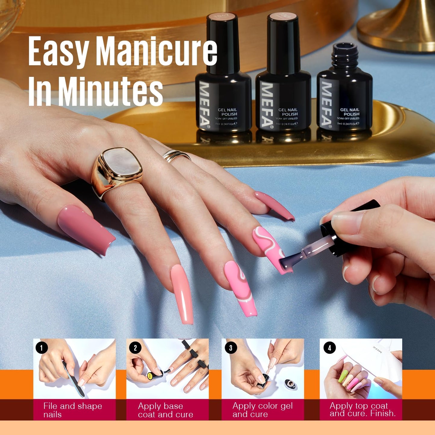 MEFA Fall Gel Nail Polish Set, 32 Colors Burgundy Red Gel Polish Set Champagne Gold Glitter Nail Polish Soak Off Dark Red Purple Shimmer Nude Brown Gel Nail Gifts for Women Girl DIY Salon