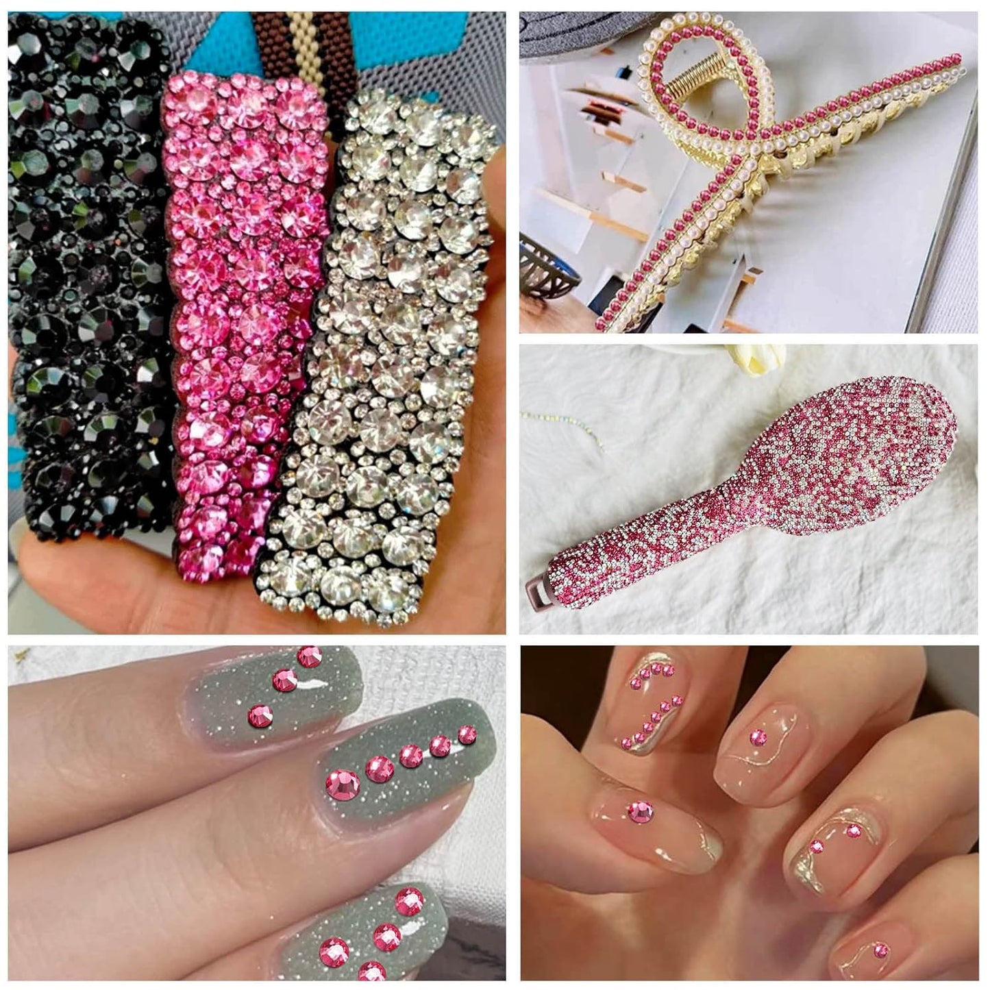 beadsland Flat Back Crystal Rhinestones Round Gems for Nail Art and Craft Glue Fix,Rose (4.6-4.8mm) SS20/1440pcs