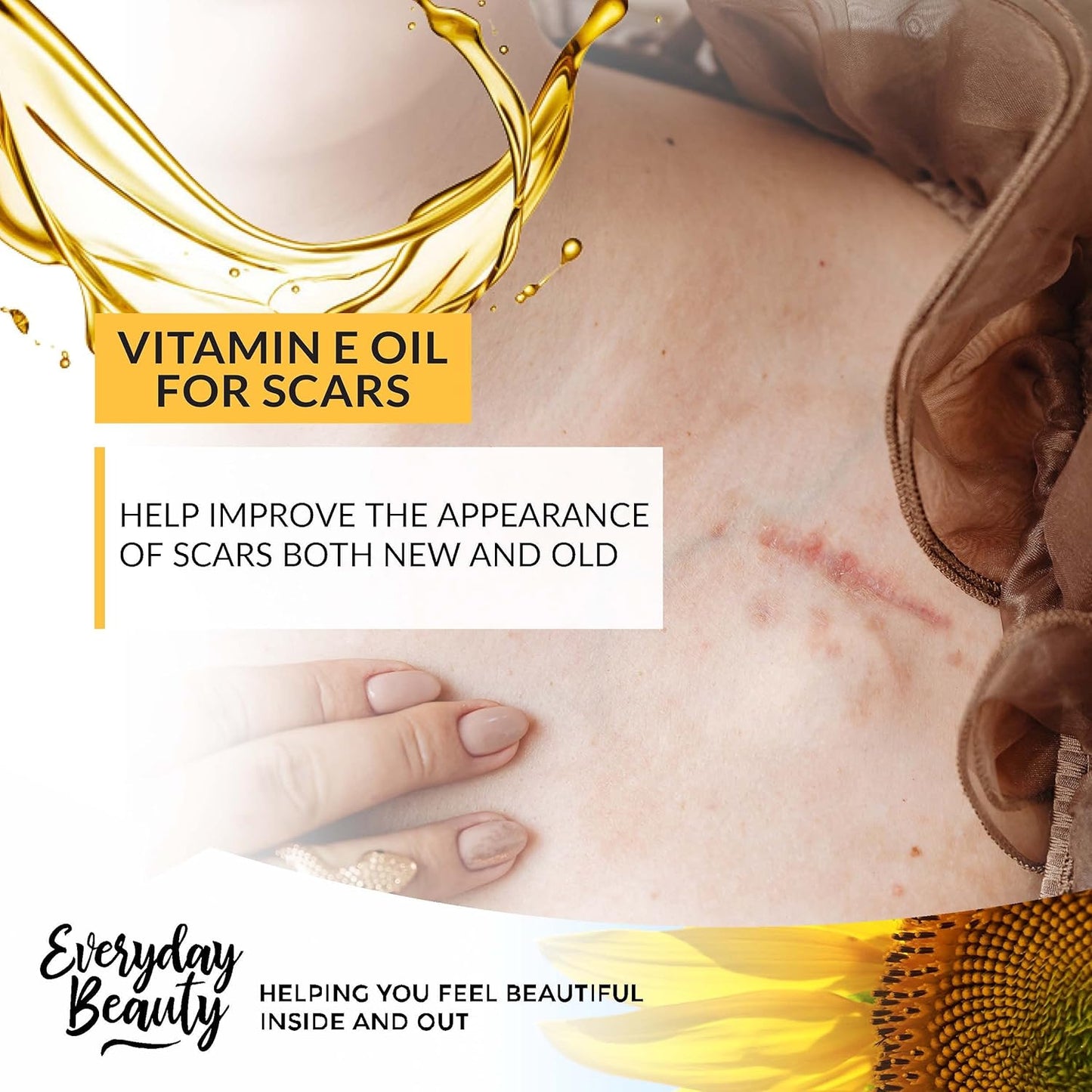 Organic Vitamin E Oil for Scars - USDA Certified 100% All Natural Plant Based 2.01 Fl Oz With Pump Top - Light & Unscented Great for Scars After Surgery - Reduce Wrinkles & Anti Aging