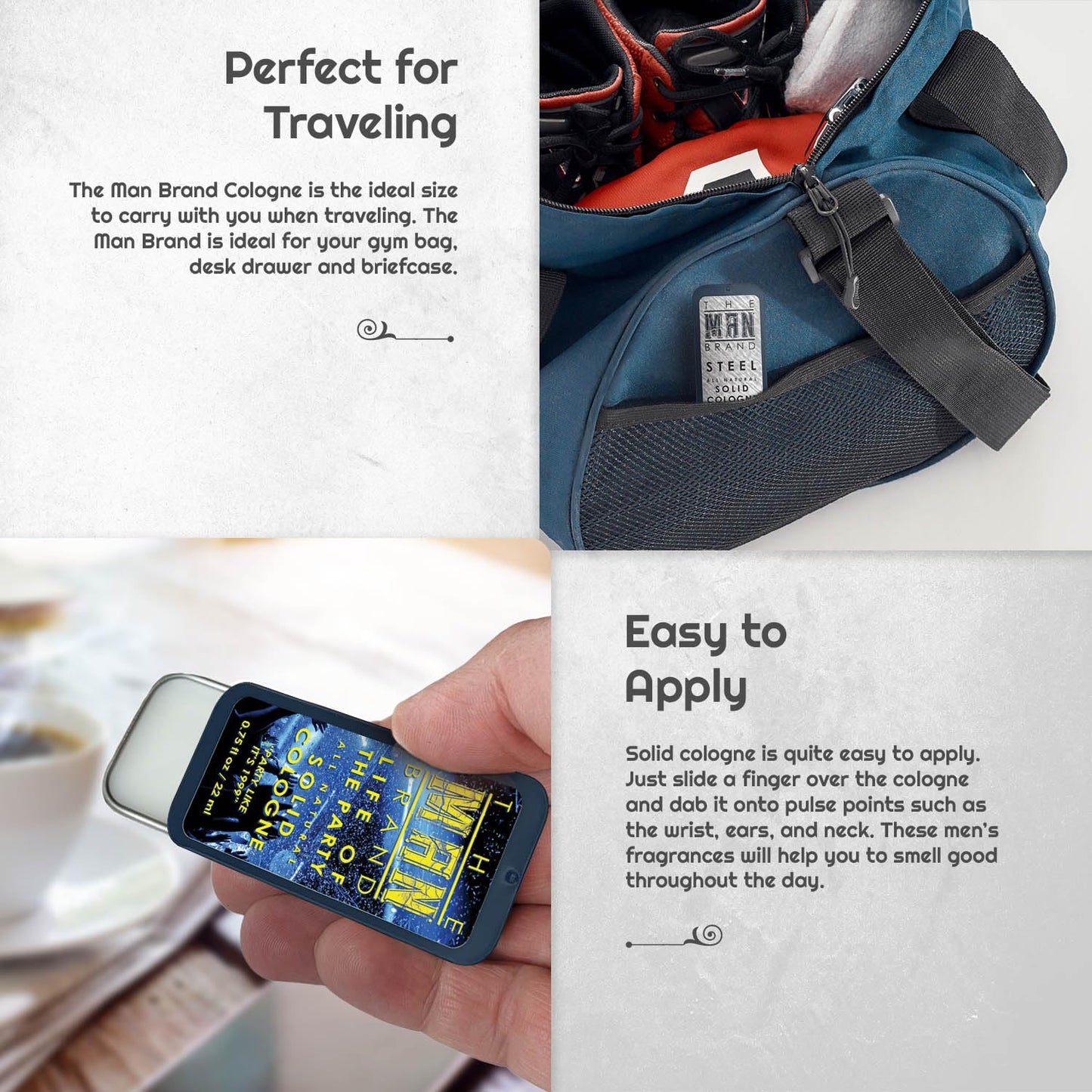 Mens Sample Solid Cologne Pack with Aspen, Lumberjack, Cedarwood Blend, Mystery Man, Life of the Party, Steel, and Business as Usual (Play Daily Solid Cologne Sampler Set - 7 Pack - 0.75 oz each)