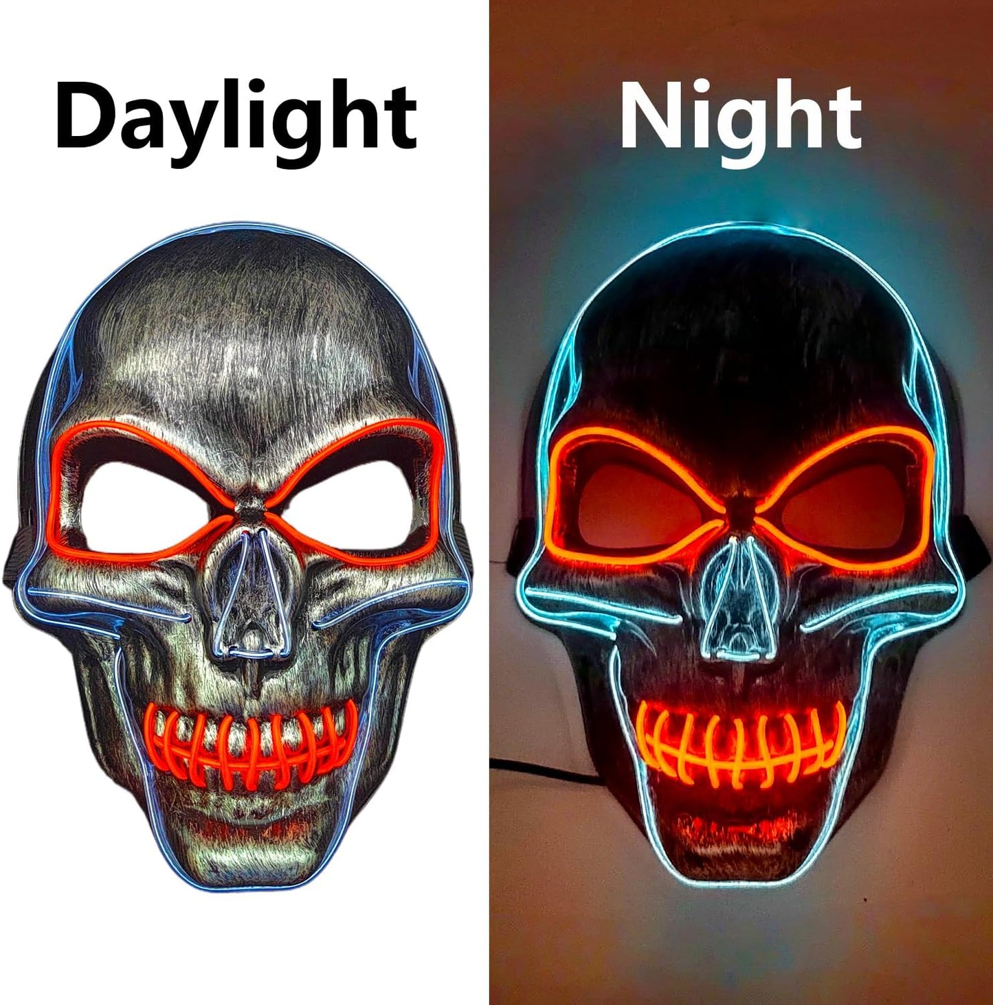 OceanWings Halloween Mask LED Light up Costumes Scary Mask for Party Supplies Favor