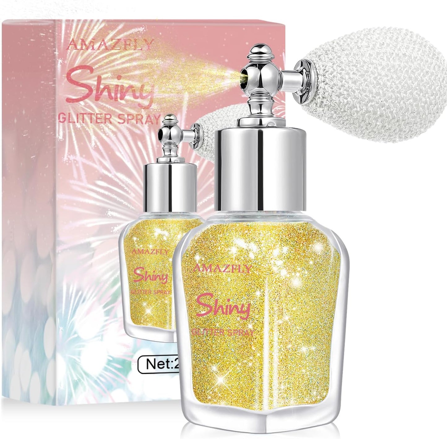 Hair and Body Glitter Spray, Shimmering Powder Sparkle Powder Makeup, Glitter Loose Sparkle Makeup for Body Highlighter,Festival Prom Rave Accessories (Gold)