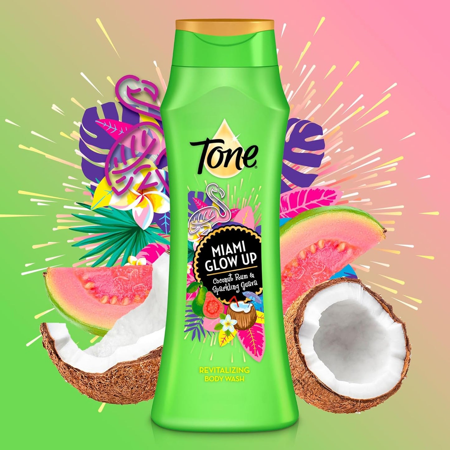 Tone Body Wash, Miami Glow Up, 16 fl oz (Pack of 6)