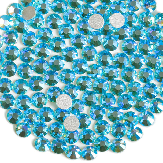 Beadsland 1440 Pieces Flat Back Crystal Rhinestones Round Gems,Aquamarine AB,SS6,1.9-2.1mm
