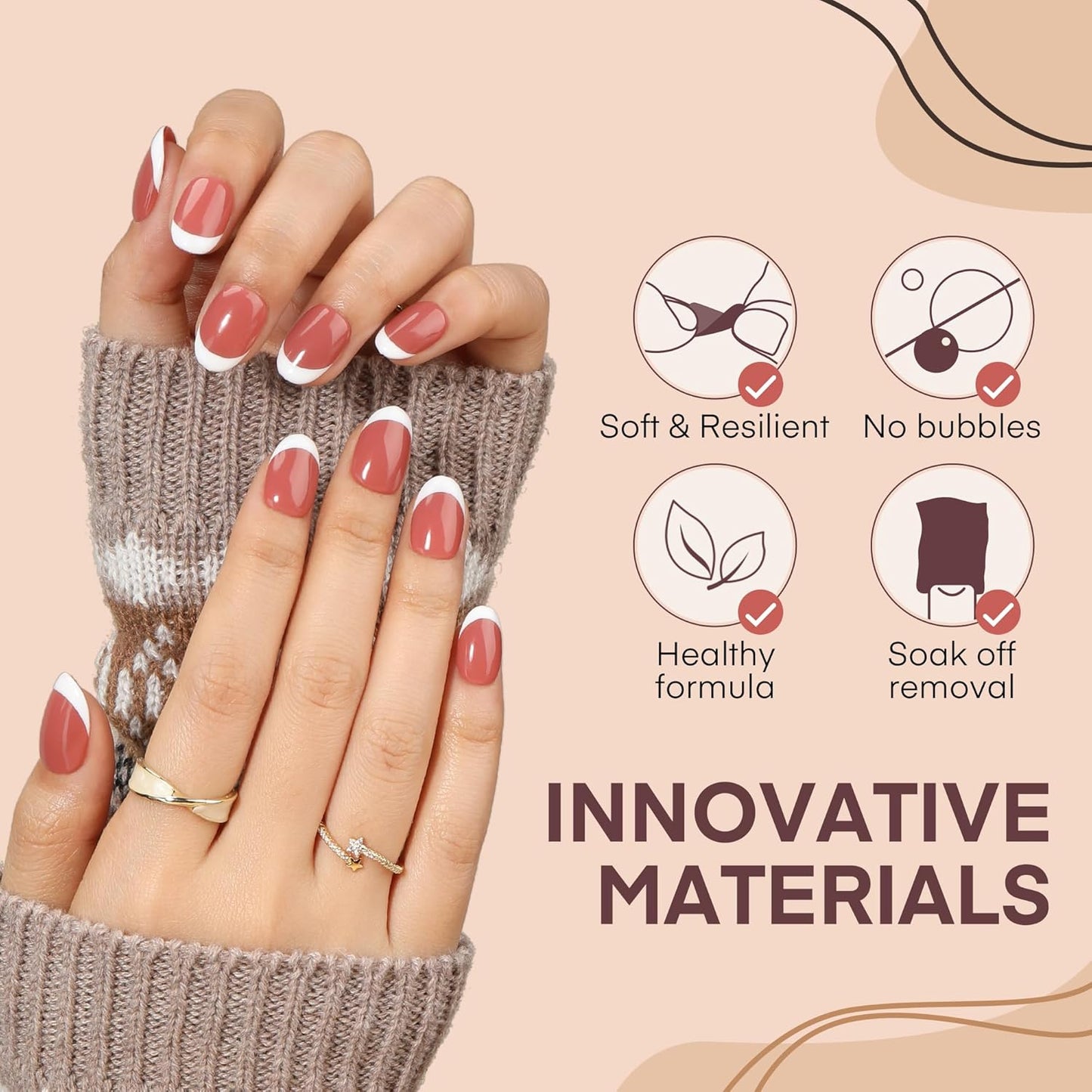 Short Oval Round Nail Tips, 504Pcs Pre-shaped Gel Short Nail Tips Oval Shape, 15 Sizes Half Matte Clear Almond Acrylic False Nails No Need File for Nail Extension DIY Salon