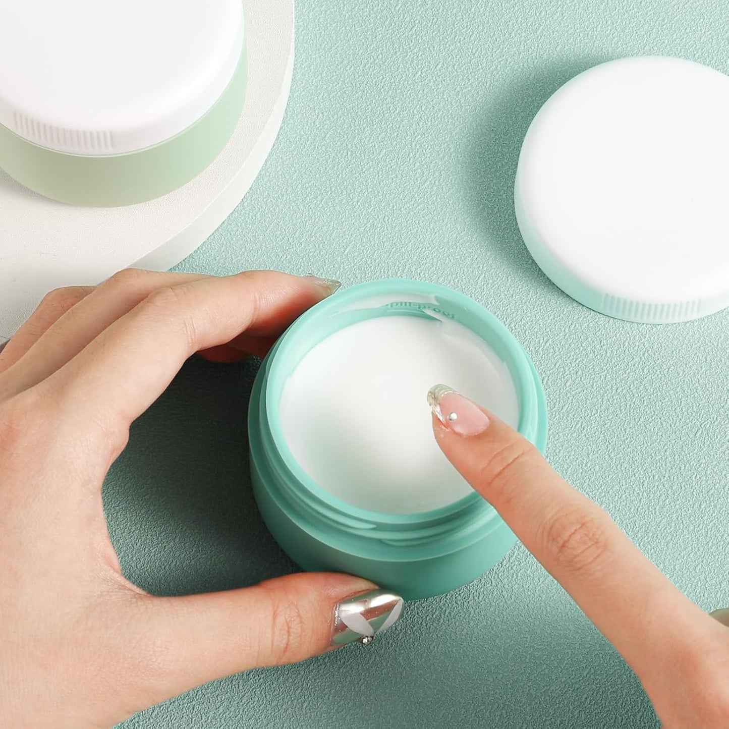 Travel Containers for Toiletries, Silicone Cream Jars BPA-Free, Leak-proof 3oz Travel Size Containers, Portable Size Silicone Jars with Lid for Cosmetic Face Hand Body Cream (4 Pack)