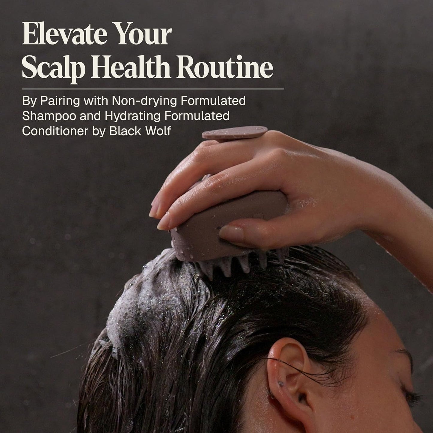 Black Wolf Sonic Scalp Scrubber, (Taupe) - Hair & Scalp Massager Brush with 3-Speed Oscillation - Rechargeable Scalp Care Comb with Soft Silicone Oscillating Bristles for Deep Clean & Exfoliation