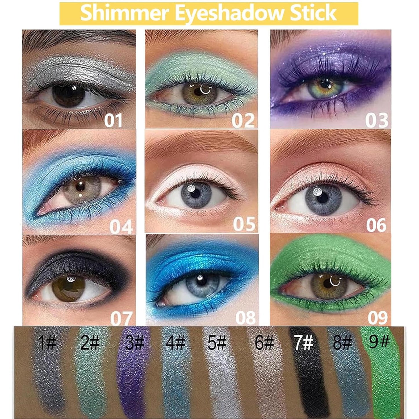 Eyeshadow Stick, Blendable Creamy eyeshadow Eye Brightener Stick, Waterproof Eyeshadow Pencil Long Lasting Crayon, Smooth Shimmer Eye Shadow Highlighter Eye Liner Makeup.#9 Green Grass Shimmer