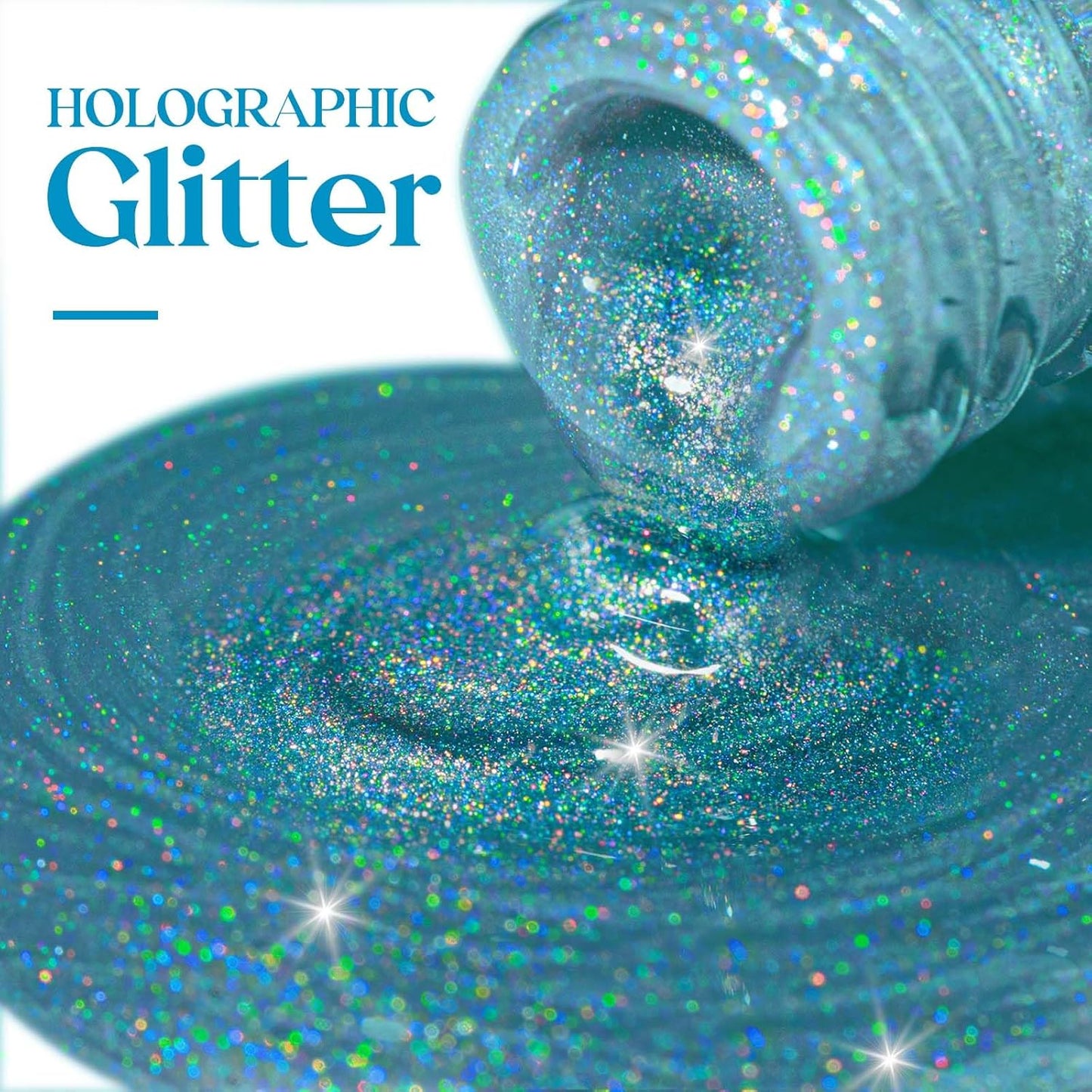 MIZHSE Holographic Nail Polish, Blue Glitter Nail Polish Air Dry Fast, 15ml/0.5 fl oz High Glossy Shiny Shimmery Nail PigmentLaser Oil-based Iridescent Chrome Halo Nail Art Salon Manicure at Home