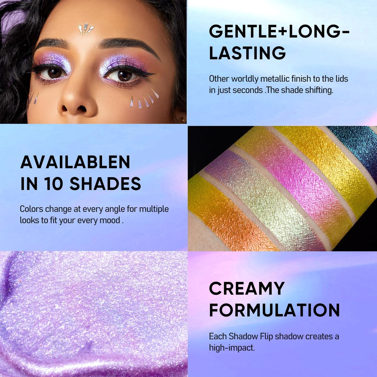 MAKI YIKA Glitter Eyeshadow Purple Liquid Multichrome Eyeshadows Long Lasting Metallic Chameleon Eye Shadow Holographic Eye Topper Glitters (#1 Twilight)