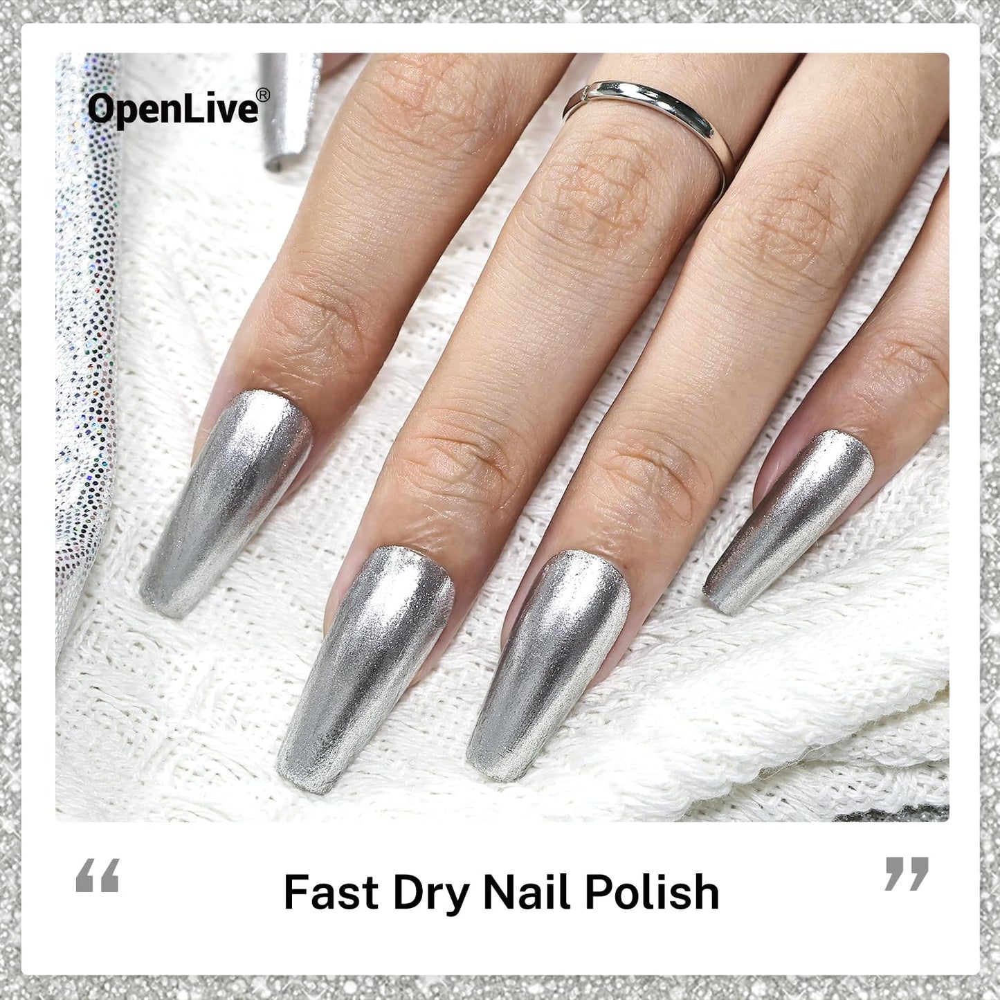 16.5ml Glitter Silver Nail Polish Large Volume Quick Dry Nail Polish, Long Lasting Shine, Fingernail Toenail Nail Art DIY Home Travel Nail Art Gift