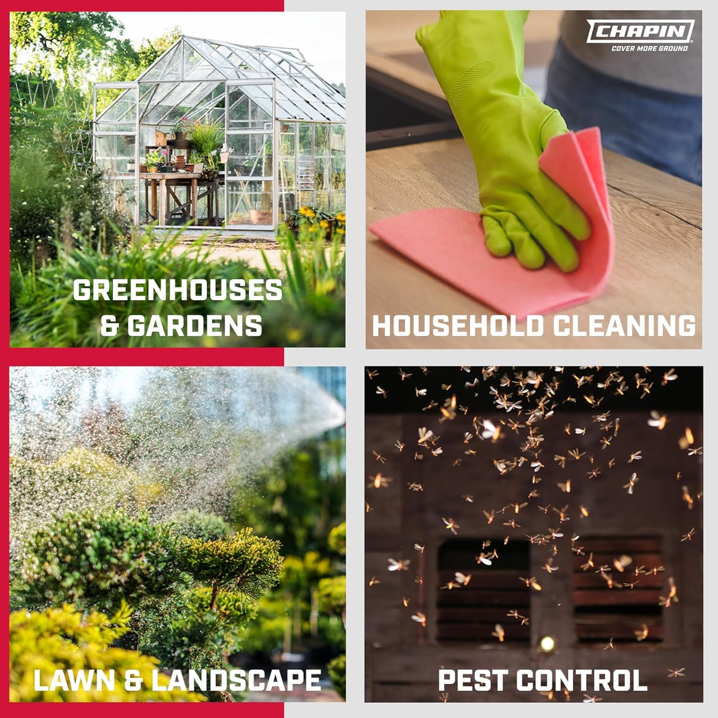 Chapin 1002 48-Oz Made in USA Heavy-Duty Multi-Purpose Sprayer, for Spraying Plants, Flowers, Weeds and Cleaning, Red/White