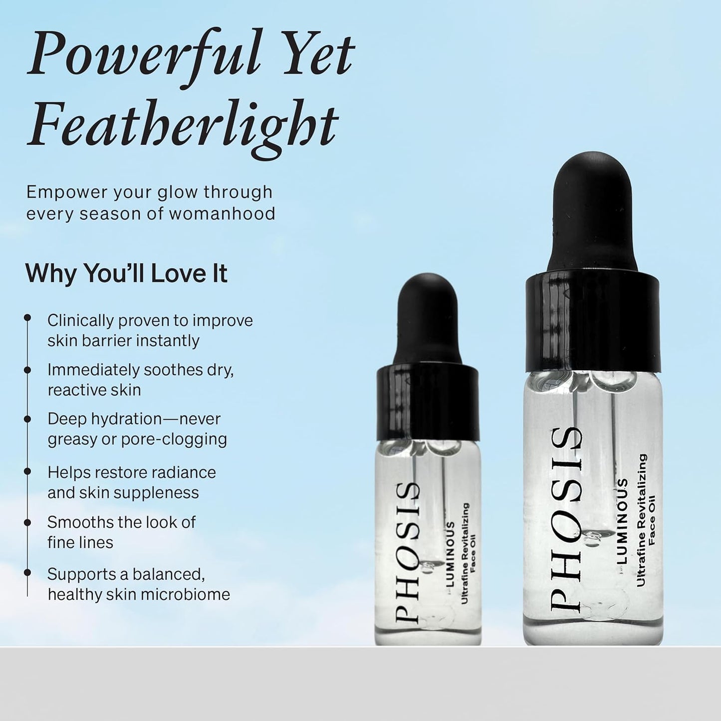 Luminous Ultrafine Revitalizing Face Oil for Women – Lightweight Facial Glow Elixir with Sea Buckthorn, Prickly Pear, Pomegranate & Meadowfoam – 3 ml (Trial Size - 3-4 uses per bottle)