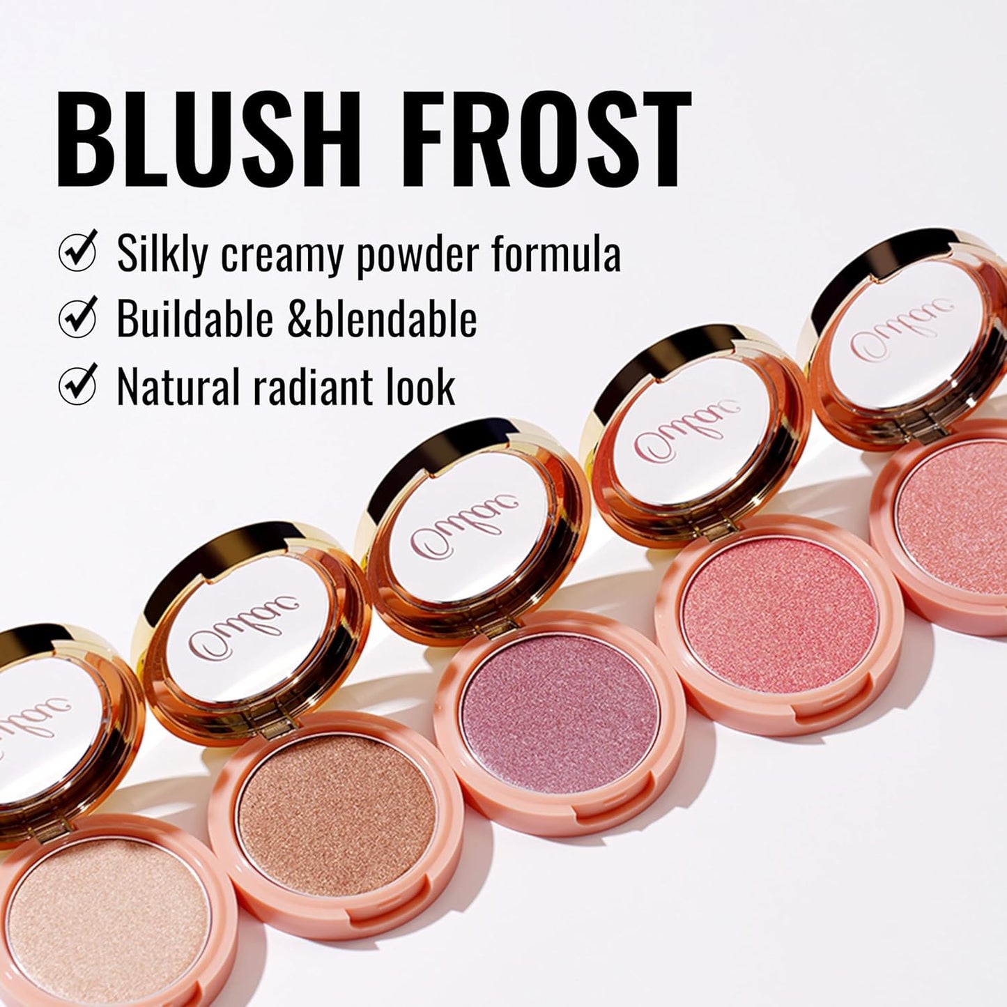 Oulac Highlighter Makeup Blush| 2 in 1 Powdery Cream Texture Blush & Highlighter| Golden Hour Makeup Bronzer Illuminating | Rich Colors &Blendable | Vegan & Cruelty-Free| F08 Glow Gold 4.8g
