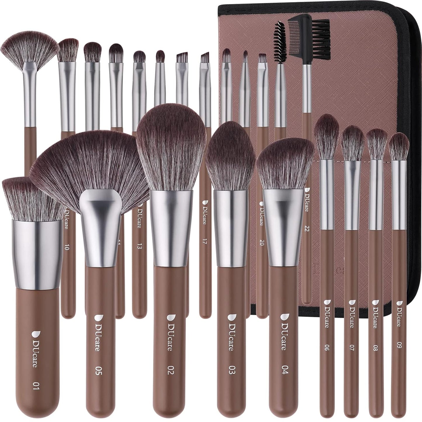 DUcare Makeup Brushes Professional with Bag 22Pcs Makeup Brush Set Premium Synthetic Kabuki Foundation Blending Brush Face Powder Blush Concealers Eye Shadows with Case