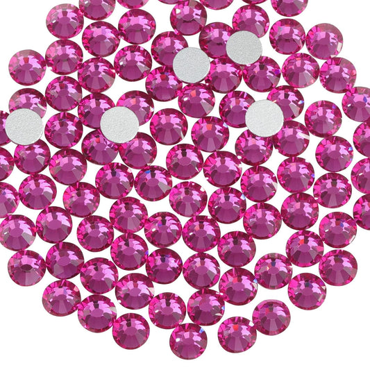 Beadsland 2880pcs Flat Back Crystal Rhinestones Round Gems for Nail Art and Craft Glue Fix, Fuchsia,SS4,1.5-1.7mm