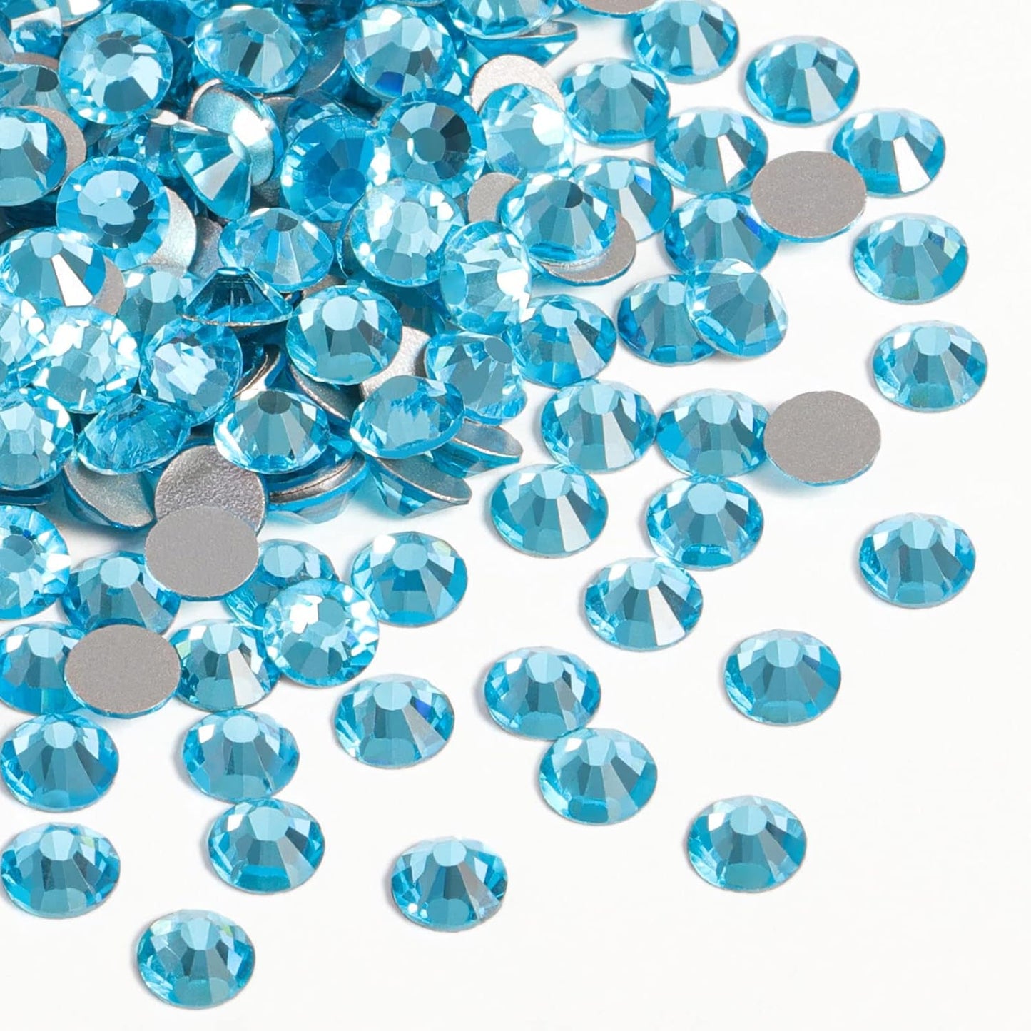 beadsland Flat Back Crystal Rhinestones Round Gems, Aquamarine (1.3-1.4mm) SS3/1440pcs