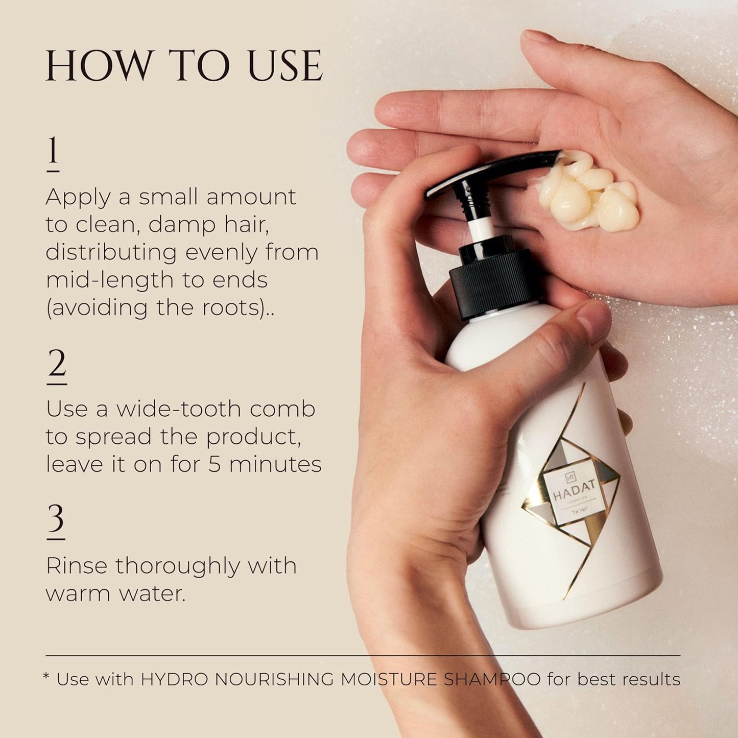 HADAT Hydro Nutrient Nourishing Conditioner – Professional Salon Formula with Biotin, Sea Minerals & Coconut Oil – Deep Moisture, Shine & Restoration for Dry, Damaged or Frizzy Hair (8.45 Fl Oz)