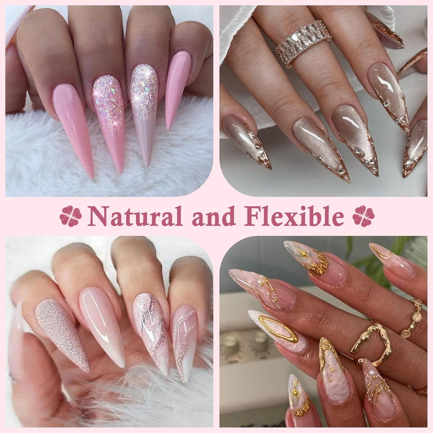 Long Amond Nail Tips: 504pcs Stiletto Gel Nails Tips Half Matte Full Cover Clear False Fake Nails for DIY Nail Art Press On Nails Acrylic Extensions 12 Sizes