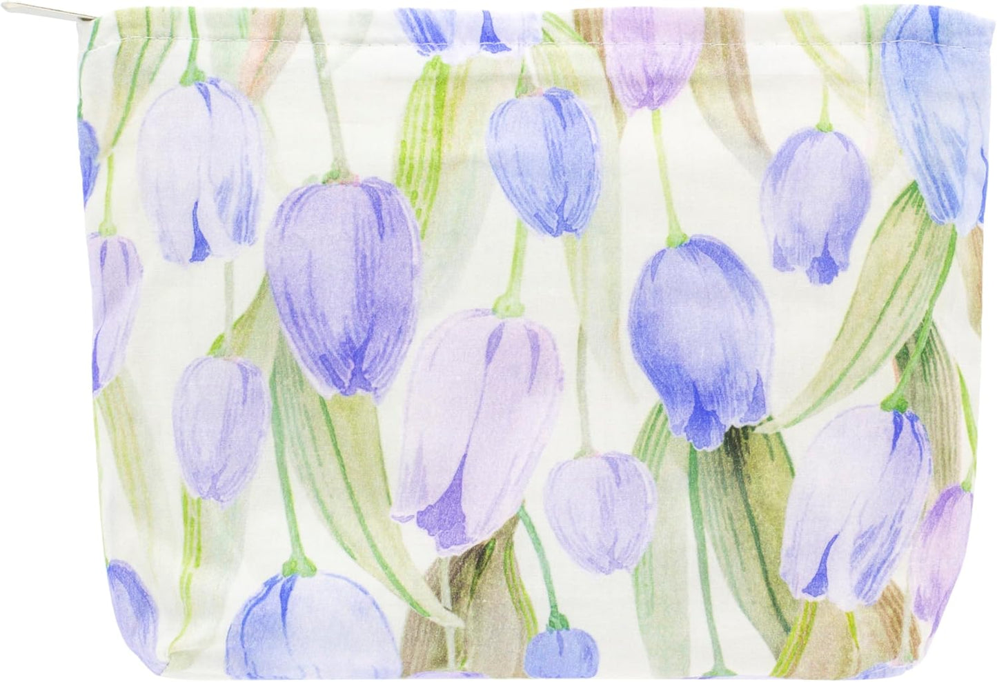 PAZIMIIK Floral Makeup Bag Large Cotton Zipper Pouch for Purse Travel Canvas Make Up Organizer for Women Cosmetic,Tulip Purple