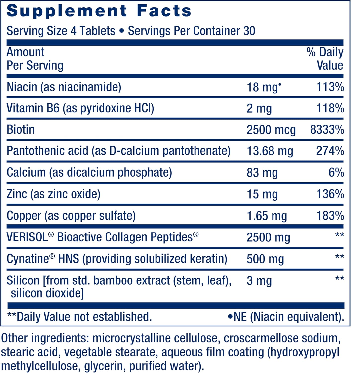 Life Extension Hair, Skin, & Nails- Collagen Plus, 120 Count