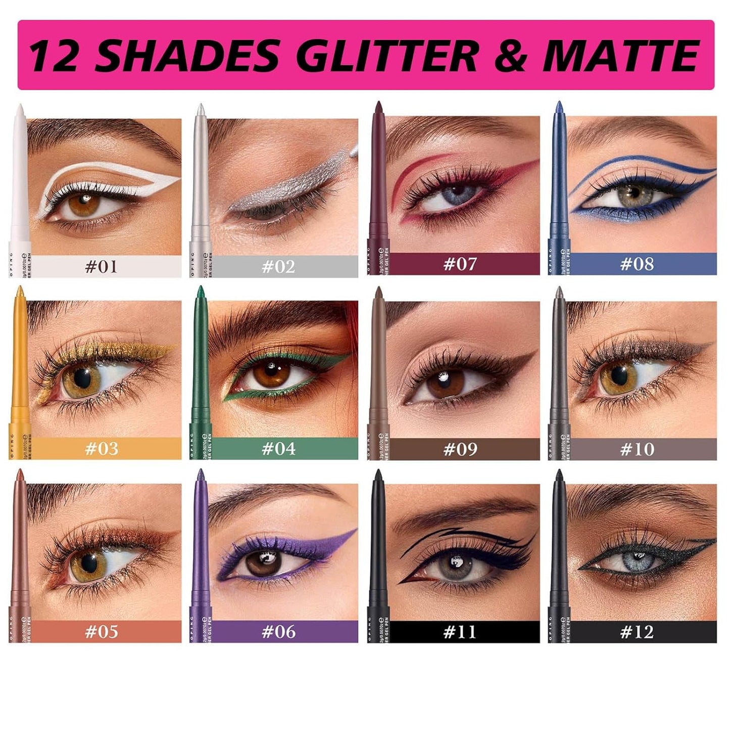 Green Eyeliner Pencil Waterproof Retractable Cream Green Gel Eyeliner Smudge-proof Hypoallergenic (04#)