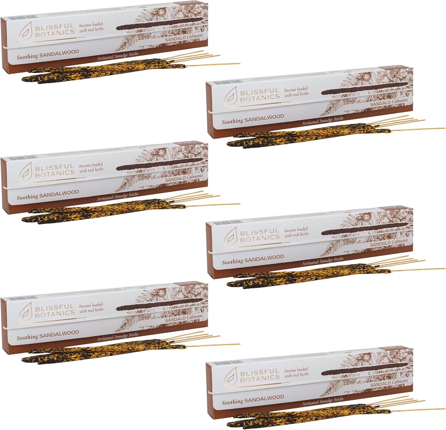Tulasi Sandalwood Smudge Incense Sticks Pack – 48 Natural Smudge Sticks (6 Boxes x 8), Long Burning (55 Min), Aromatherapy, Spiritual Cleansing, Meditation, Mood Lifting, Air Purifying Incense