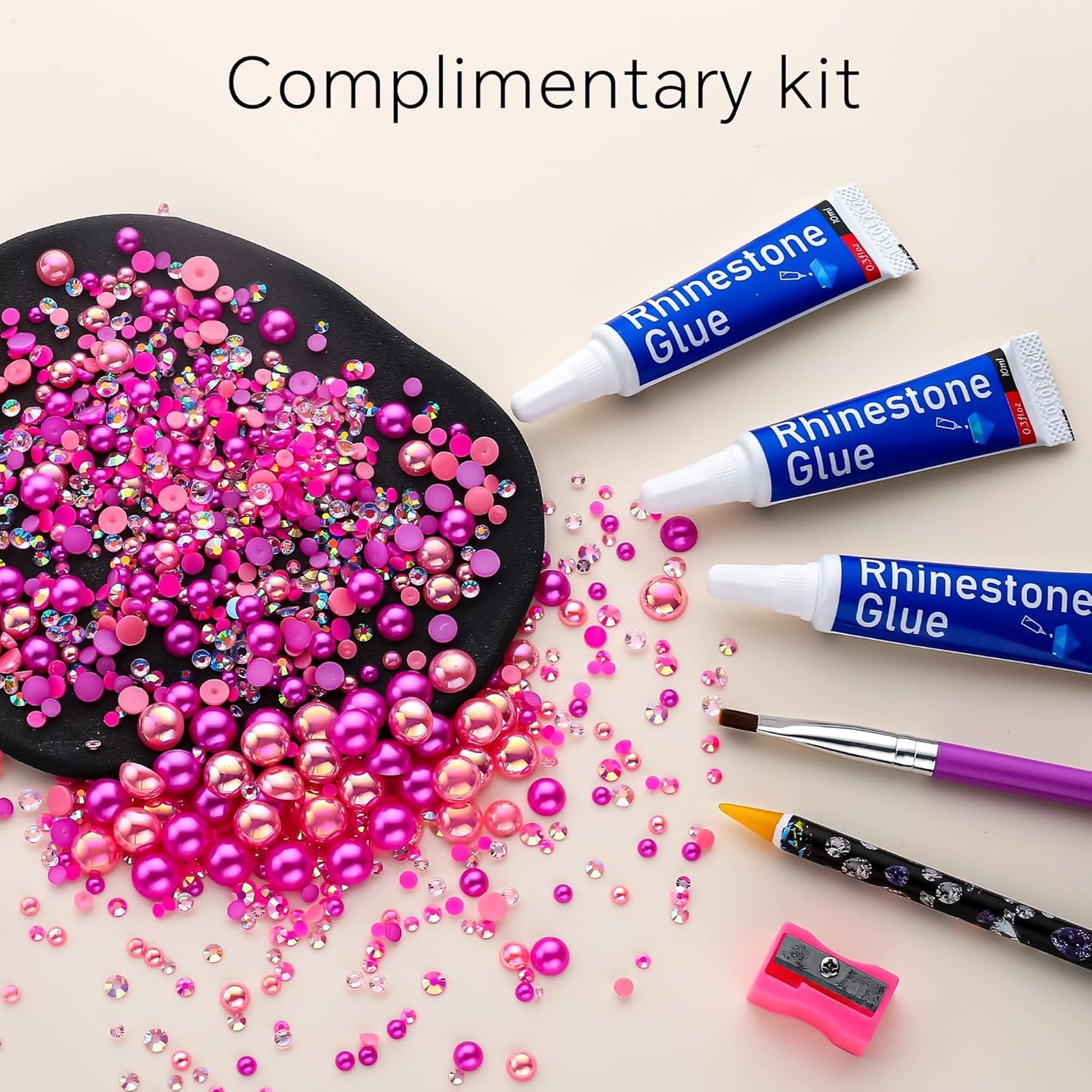 60g Peach Pink Pearls Rhinestones for Crafts Mixed Size 3mm-10mm AB Color Round Half Pearls Flatback Pearl Beads and Resin Rhinestones Set for Face Art with Gel