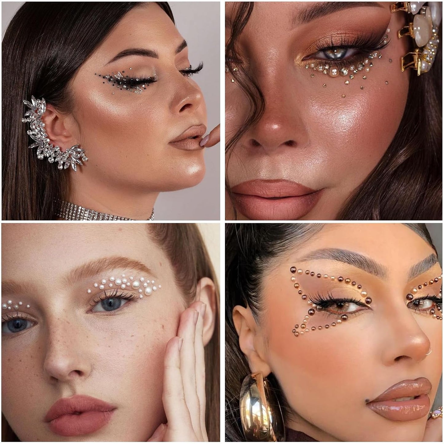 Nail Art Pearls with Glue Gel Flatback Brown Black 4 Colors Nail Charms Pearls Mixed Size 0.03-0.18in Nails Gems Pearl Accessories for Women Nails Design Decoration