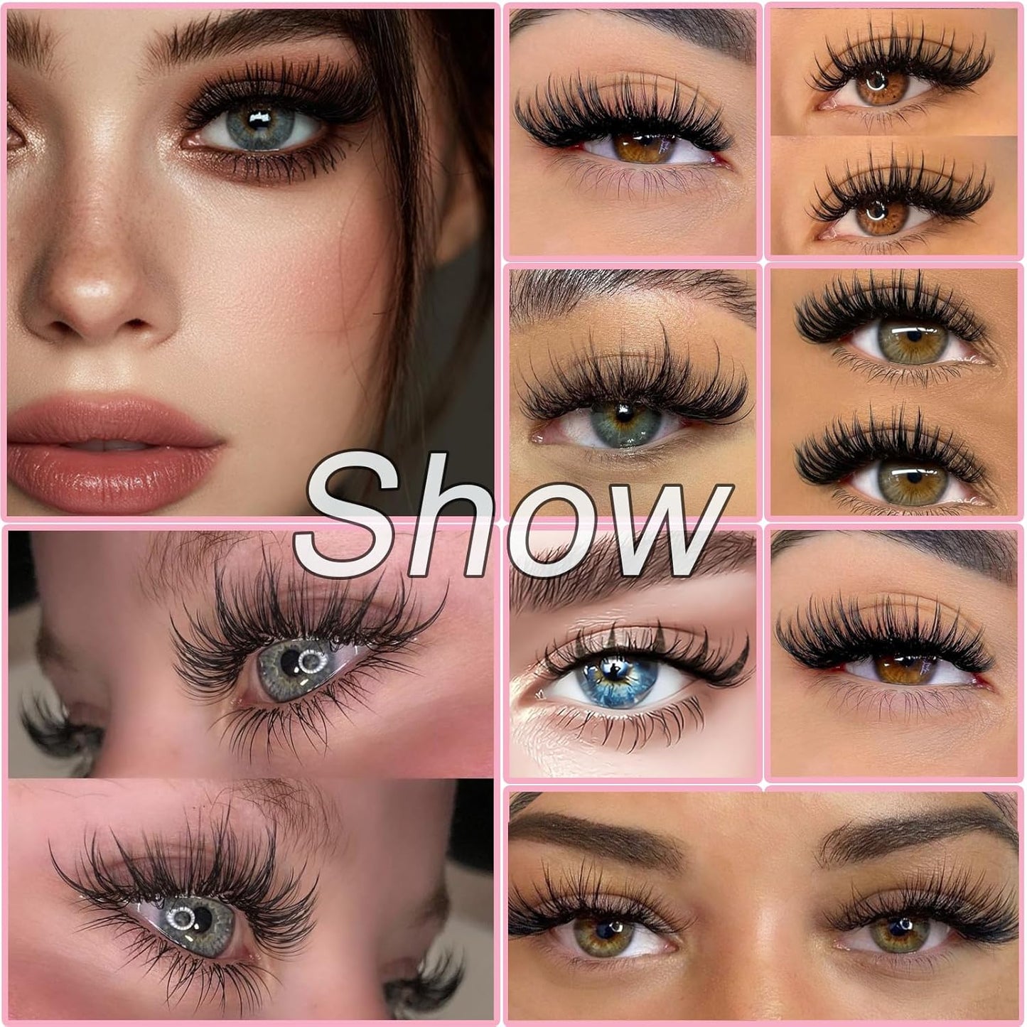 Lash Clusters Kit, Eyelash Clusters Individual Lash Extension Kit D Curl Fluffy Wispy False Eyelashes Extensions Thin Band with Bond Seal Tweezers Brush (SMY08 8-16mm)