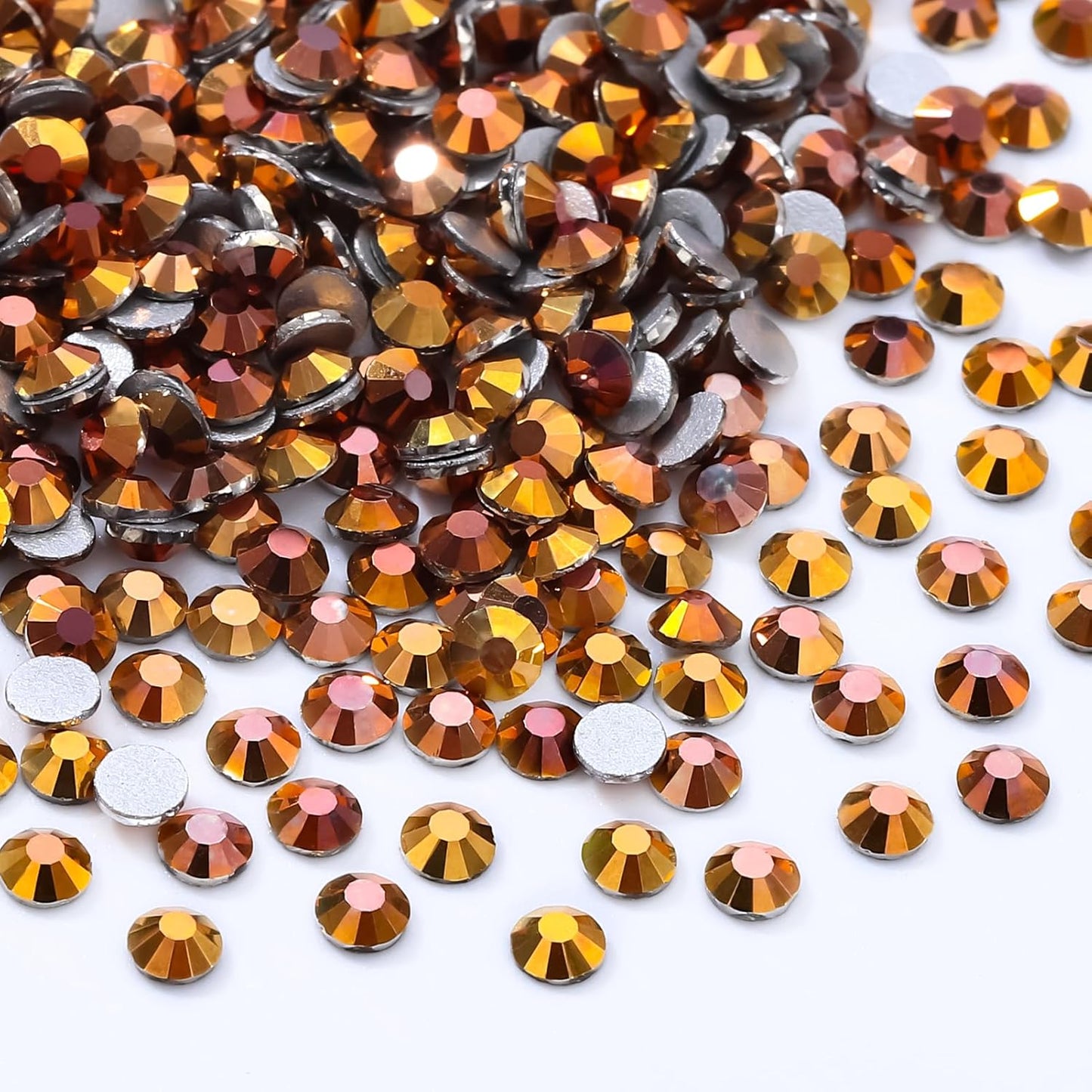 Gold Flatback Rhinestones, Glass Rhinestones for Nail Art and Craft, Glue Fix, Loose Crystal Gemstones(Gold, SS4, 1440pcs, 1.5-1.7mm)