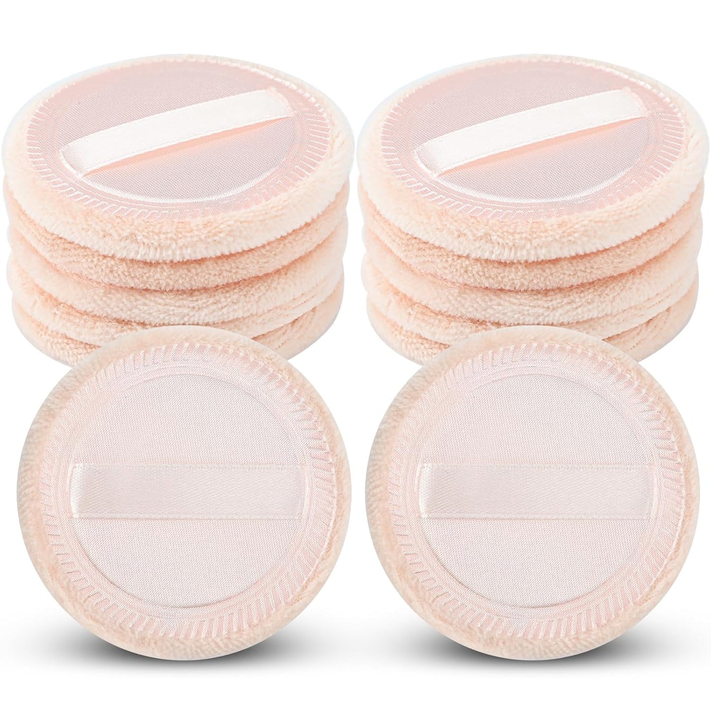 12 Pieces Powder Puffs Cotton Makeup Pads Soft Face Compact Puffs for Loose Setting Pressed Powder, 2.36 Inch (Beige)