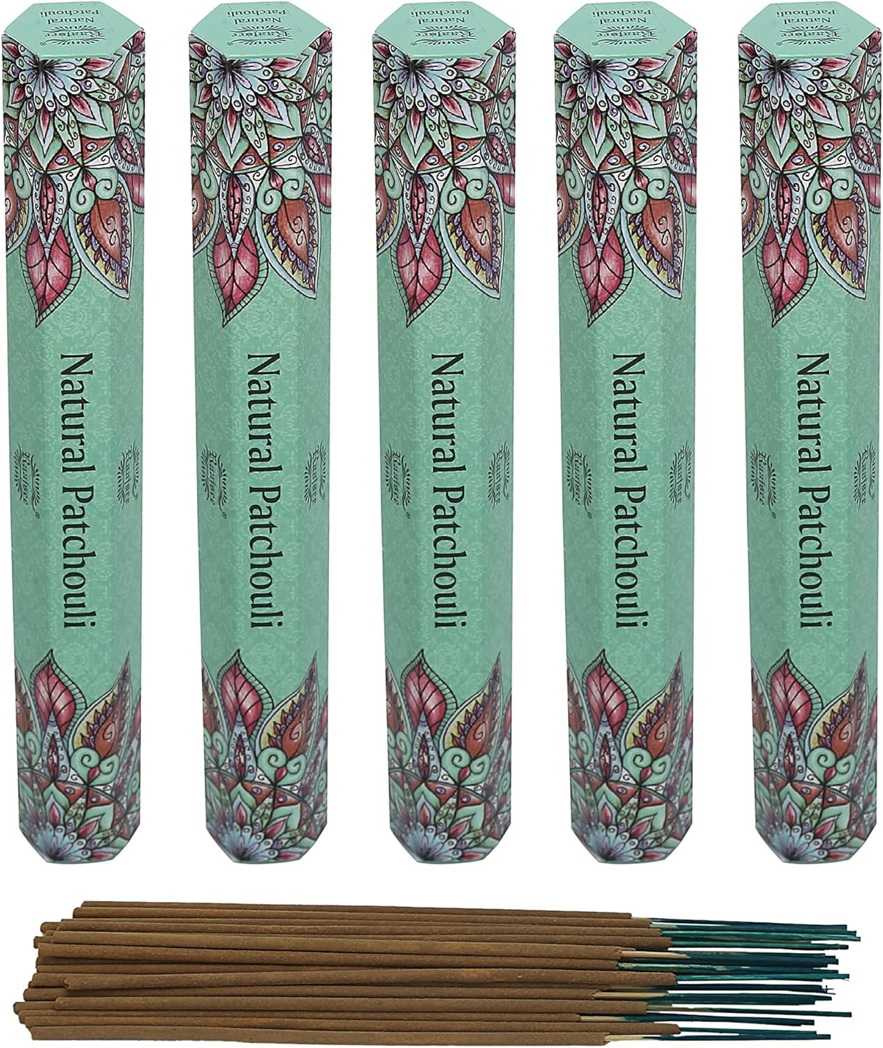 Raajsee Incense Sticks Natural Patchouli 15 Sticks x 5 Pack -100% Pure Organic Hand Rolled Free from Chemicals -Perfect for Church Aromatherapy, Stress Relief, Meditation