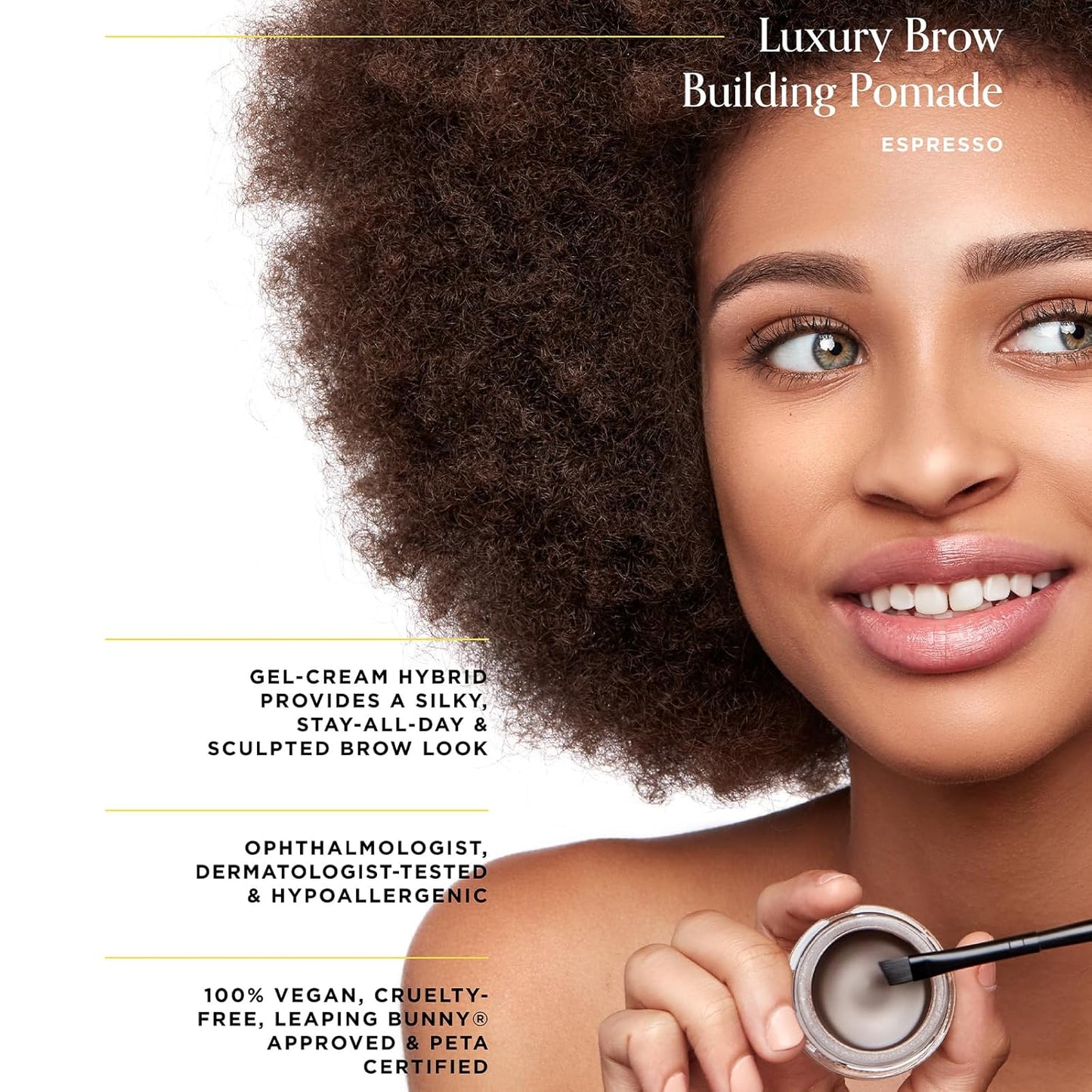 Arches and Halos Luxury Brow Building Pomade - Vegan Eyebrow Pomade - Creamy, Long Wearing Color for Clean, Defined Brows - Espresso - 0.1 oz