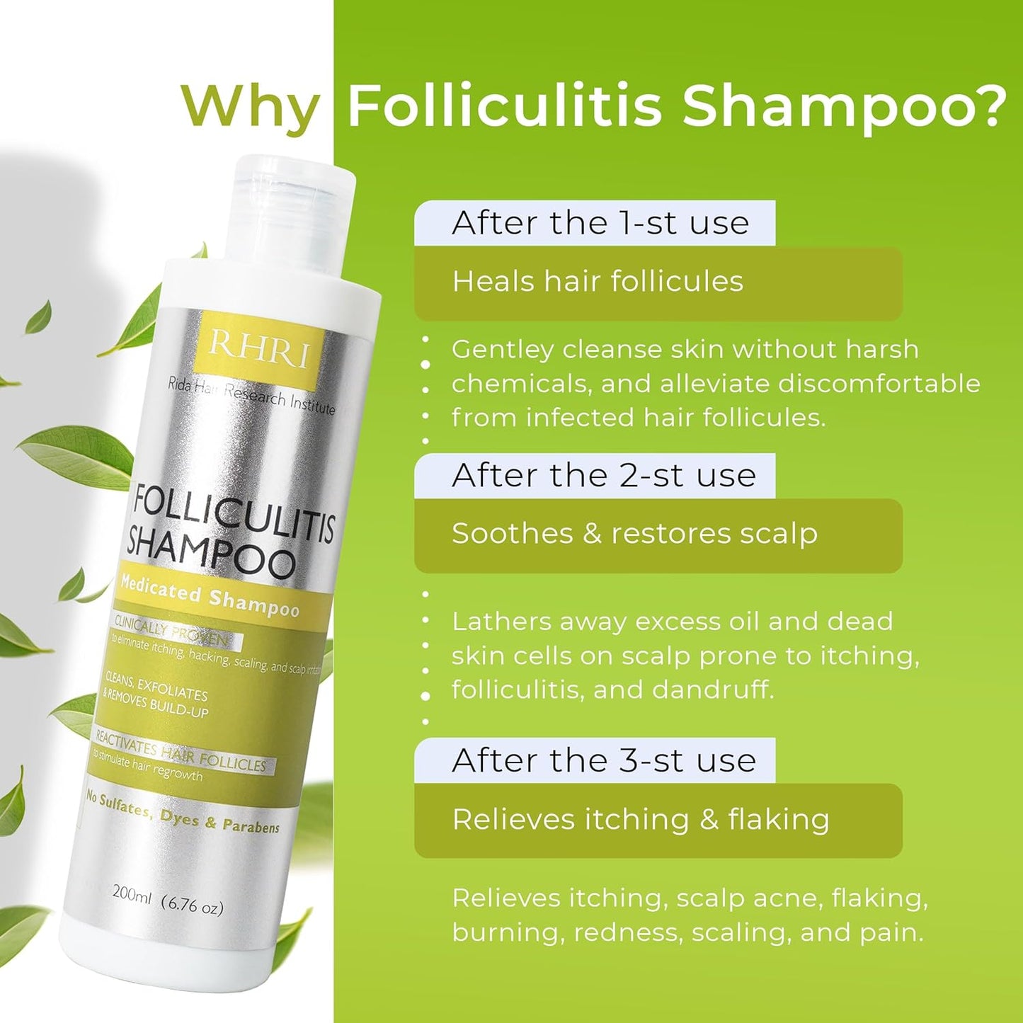 Folliculitis Shampoo | Antifungal Shampoo for Seborrheic Dermatitis, Scalp Psoriasis & Dandruff | Soothes Itchy, Dry Scalp | Cleanses, Exfoliates & Removes Build-Up | Reactivates Hair Follicles
