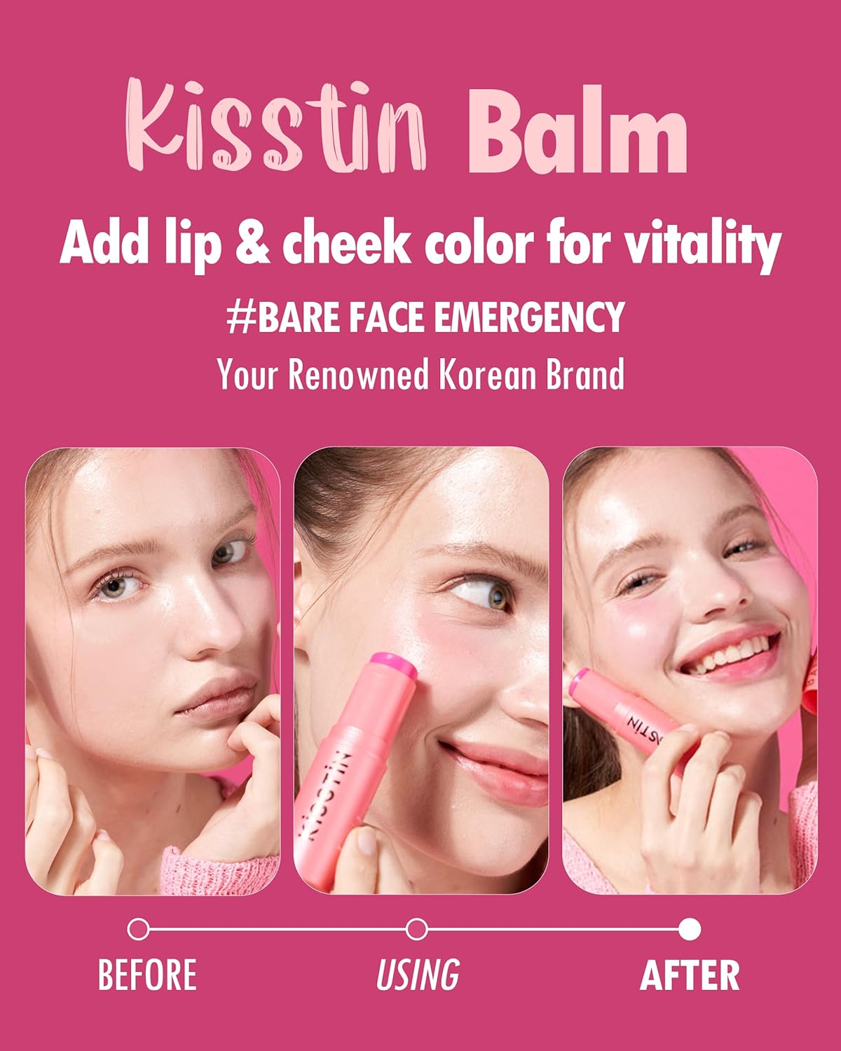 KAHI Kisstin Balm - Skin-Refining Face Moisturizer & Makeup Stick | Nourishing Beauty Moisturizer Stick | Makeup-enhancing Glow Balm (0.32 oz)