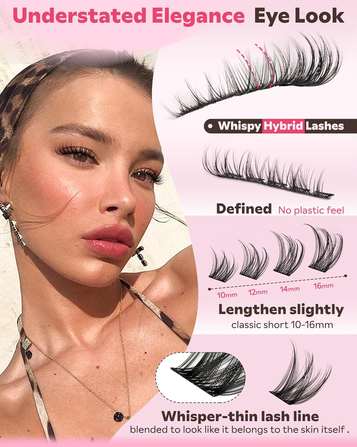 Lash Clusters Kit Wispy Cluster Eyelash Extensions Kit Natural DIY Lash Extension Kit 10-16mm Eyelashes Clusters 180pcs C Curl Individual Lashes Cluster Eyelash (No Tweezers)
