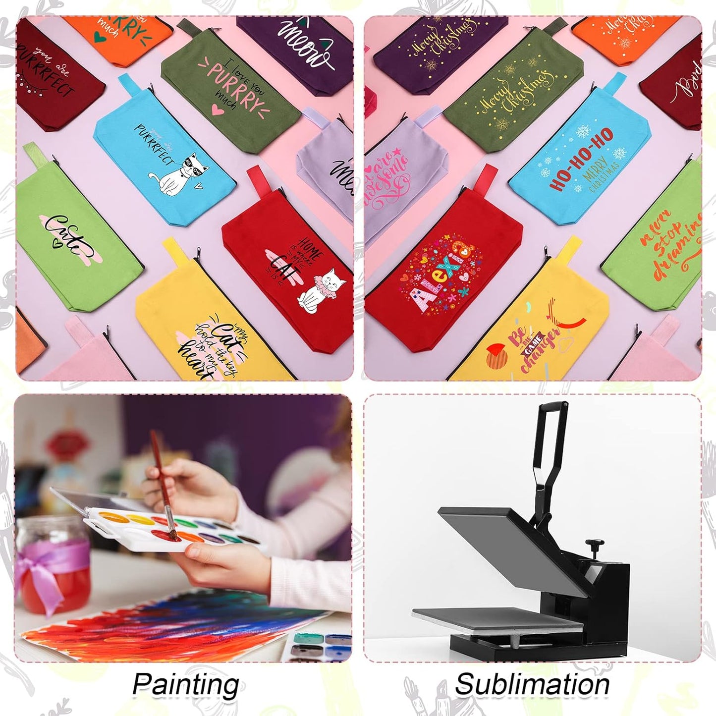 Reginary 60 Pieces Canvas Makeup Bags Bulk Cute Travel Cosmetic Pouch Multipurpose Blank Small Toiletry Bag DIY with Zipper for Women Teens Operation Christmas Gifts Items, 15 Colors(8.6 x 5 x 2 Inch)