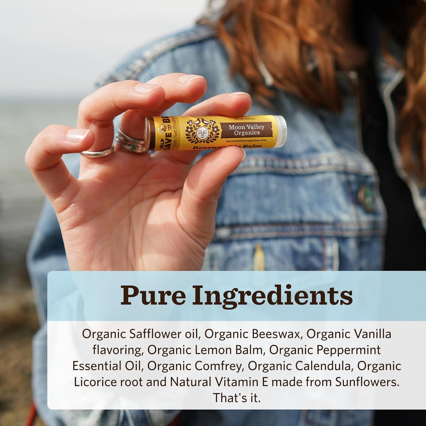 MOON VALLEY ORGANICS Organic Herbal Lip Balm Mint Vanilla, 0.15 OZ