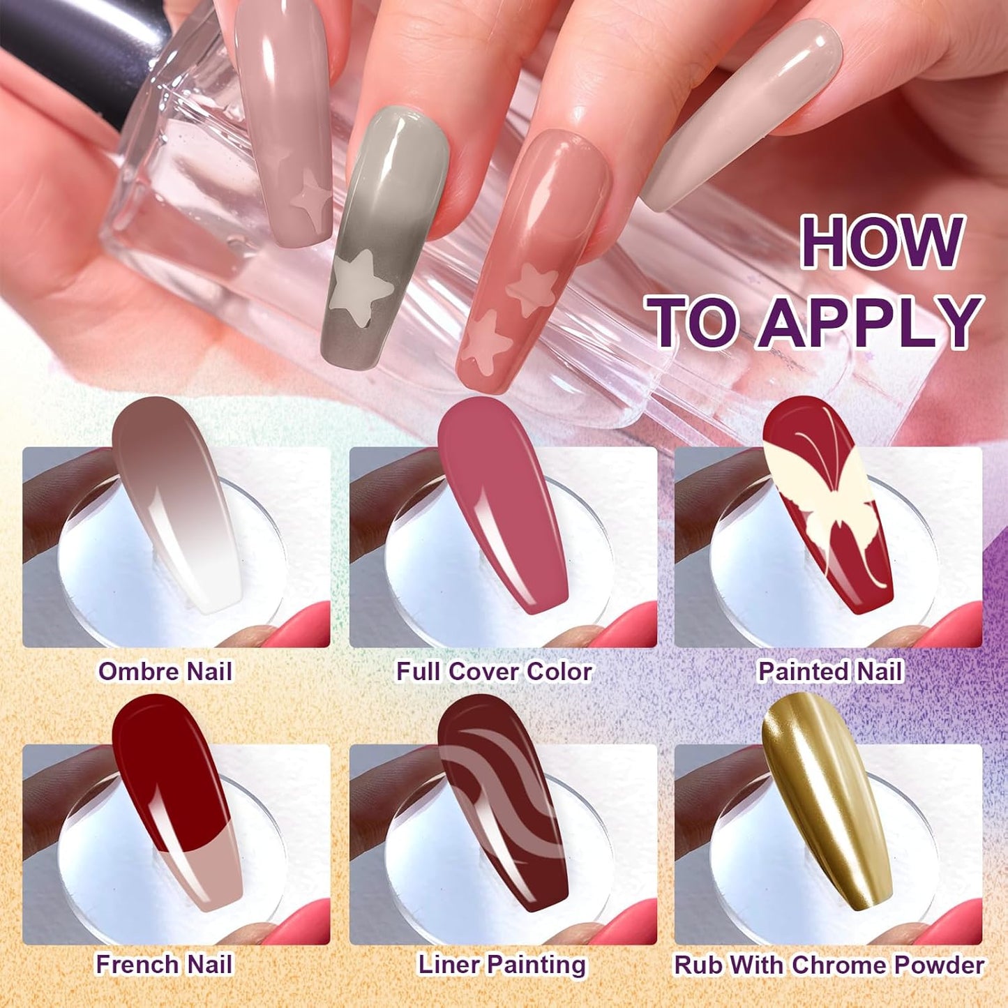 Gradient Painting Gel, 12 Colors Ombre Gel Nail Polish for Pigmented Pat Painting Gel French Manicure No-wipe Soak of UV DIY Art Home Salon Palette Chiffon Hues