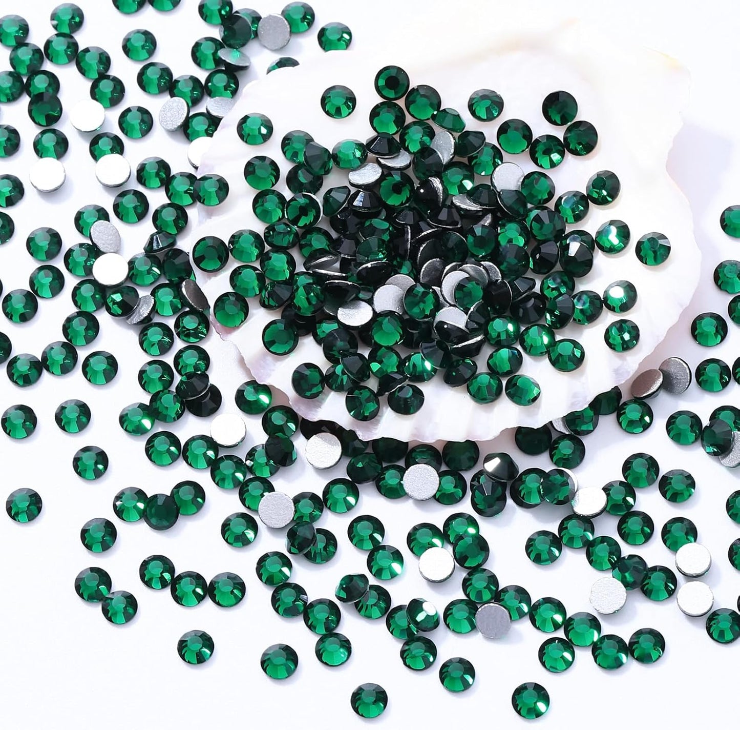 Green Flatback Rhinestones, Glass Rhinestones for Nail Art and Craft, Glue Fix, Loose Crystal Gemstones(Green, SS30, 576pcs, 6.4-6.6mm)