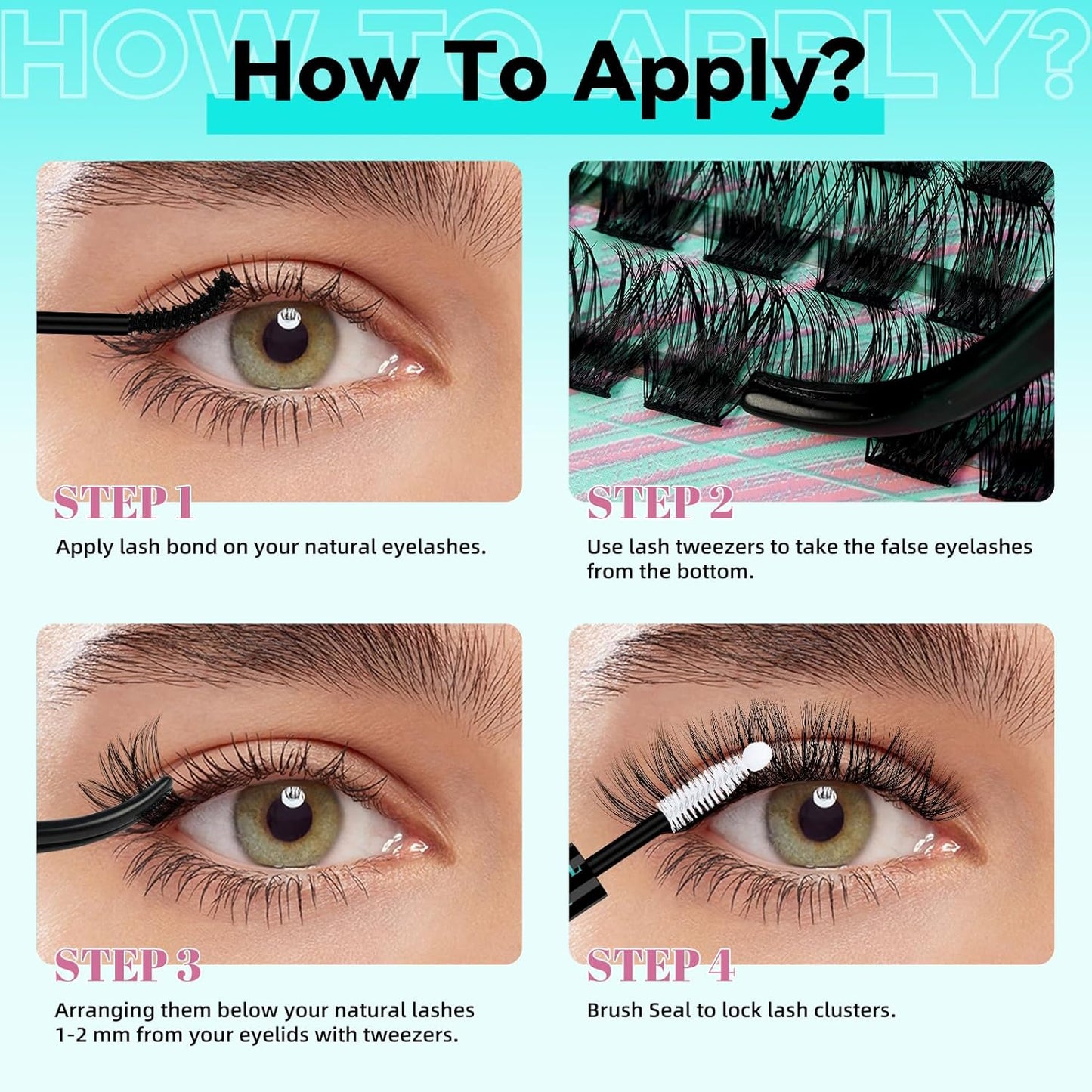 Wispy Lash Clusters Eyelash Extensions 144pcs Individual Lashes Cluster 16mm C Curl Fake Eyelash with Thin Band DIY Cluster Lashes At Home For Beginners (C-16mm)