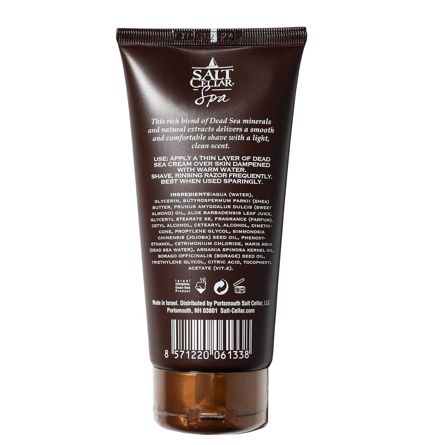 Salt Cellar Dead Sea Shave Cream - All-Natural Men’s Shaving Cream - Enriched Blend of Dead Sea Minerals and Plant Extracts - Delivers a Smooth and Comfortable Shave with a Light Scent – Paraben Free